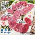 Beef Tenderloin aged frozen Australia STEER young-cattle 1/3 roast wellington cuts price/pc 800gr (eye fillet mignon daging sapi has dalam) brand AMH